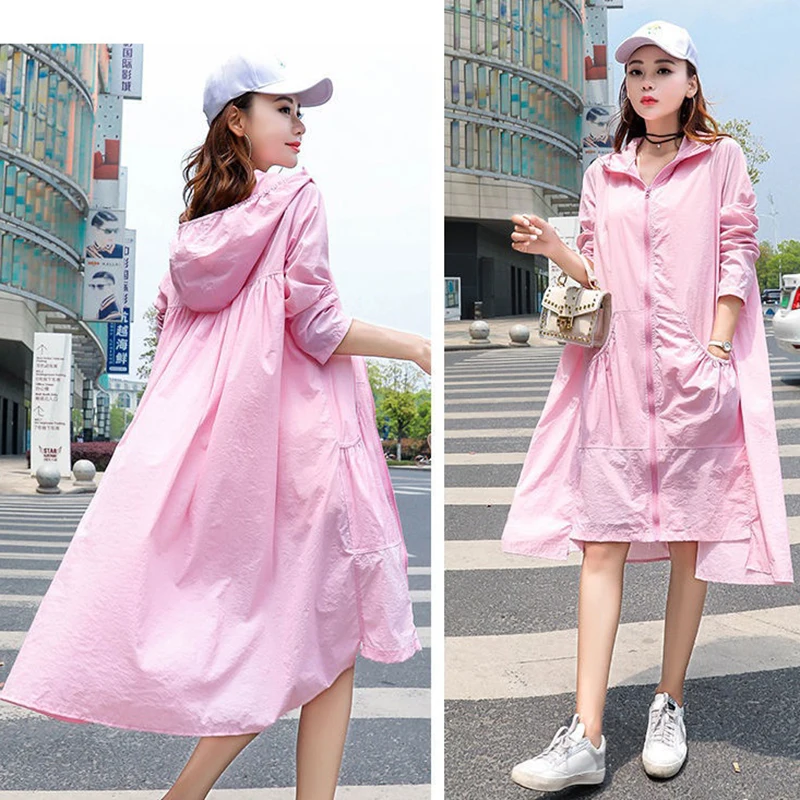 Ropa de protección solar para mujer, cortavientos con capucha de Súper Hada de verano 2025, longitud media, antiultravioleta, nueva chaqueta femenina L414