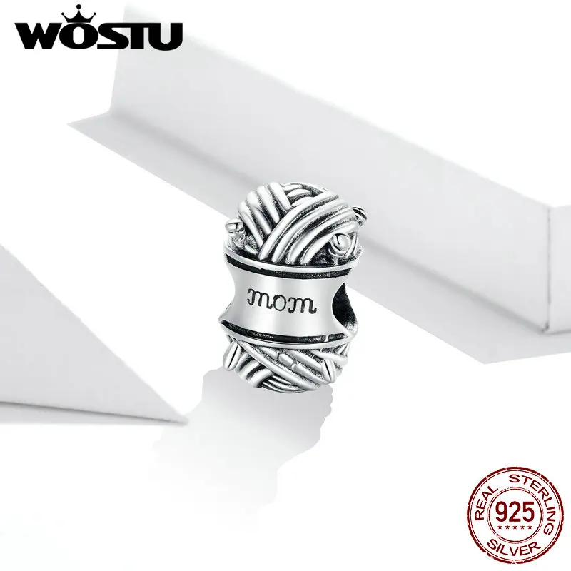 WOSTU 925 Sterling Silver Ball of Yarn CZ Charm Beads for Original Bracelet Silver 925 DIY Jewelry Make Accessories FIC1654