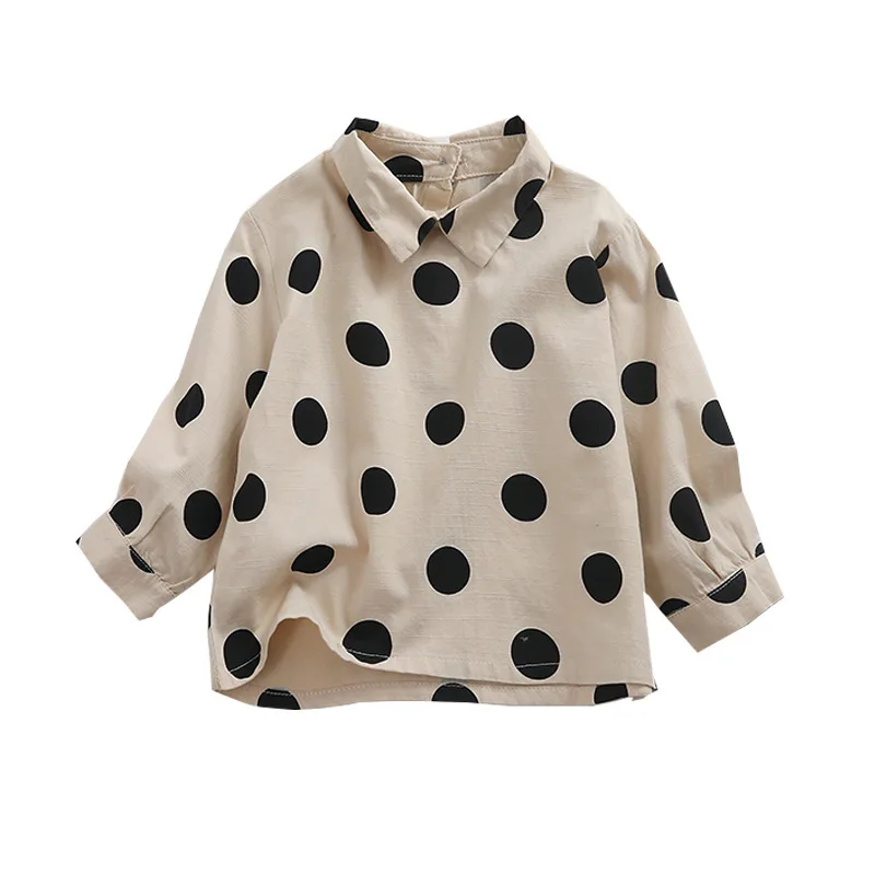 Baby Girls Blouses Kids Long Sleeve Shirt for Girl Polka Dot Blouse for Girls Spring Autumn Cotton Lapel Korean Toddler Clothes