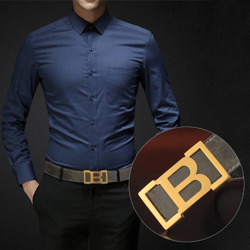 Classic High Quality Men's Belts Men's B letter Top Cow Leather Steel Buckle Blue Green Luxury Designer Belts