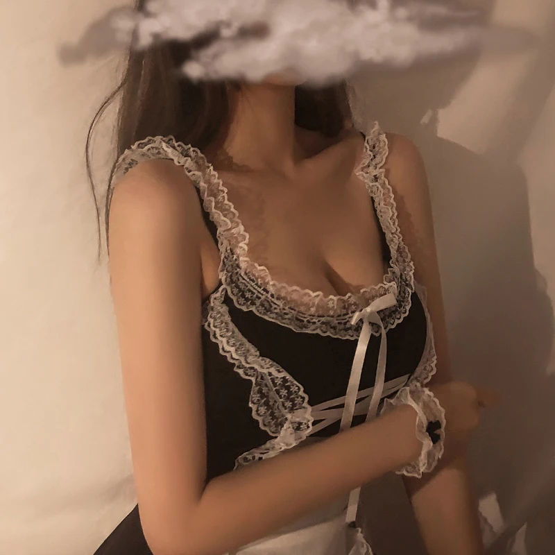 ملابس داخلية مثيرة زي خادمة ملابس نوم للإغواء ملابس نوم بيبي دول غريبة يمكنك الرؤية من خلال الزي الخادم ملابس داخلية مثيرة