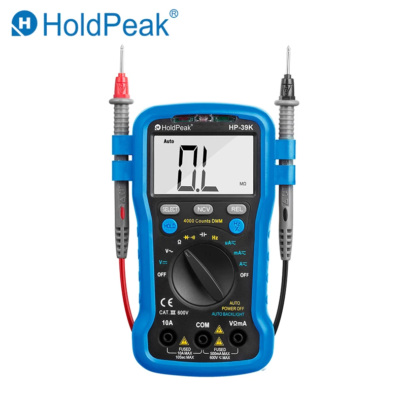 Multimeter HoldPeak HP-39K Auto Range Digital Avometer Universal Meter 4000 Counts With NCV, Diode Test