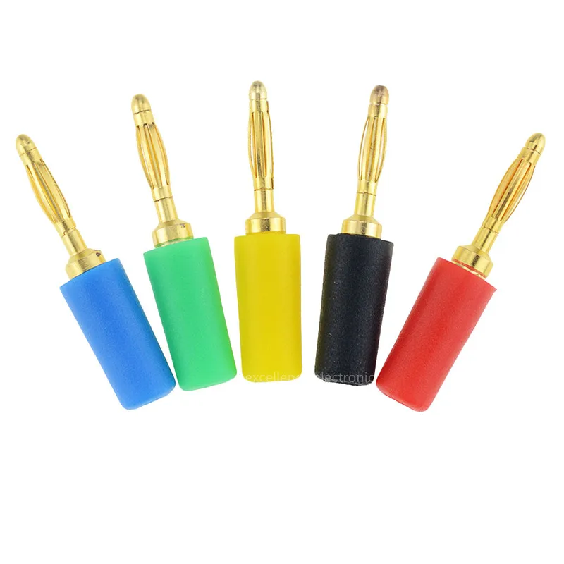 5pcs Gold Plated 2mm Banana Plug Jack For Speaker Amplifier Test Probes Connector