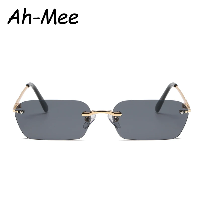 Rimless Square Sunglasses Women Vintage Brand Design Ladies Transparent Lens Sun glasses For Women Punk Rectangle UV400