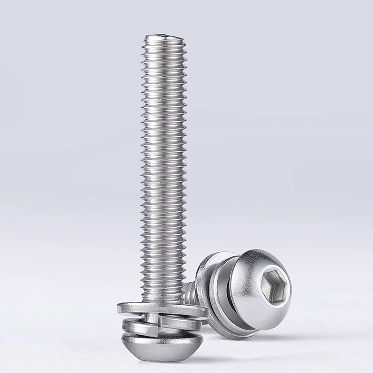 10/20/30 Buah M3 M4 M5 M6 Tombol Kepala Baut Allen Sekrup Soket Hex + Sping/Kit Pencuci Datar A2 304 Baja Tahan Karat