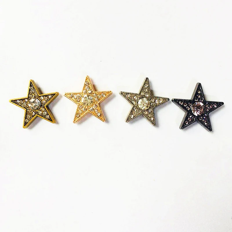 27mm Five Point Star Pentacle Rhinestone Inlaid Rivets Cap Stud Leather Craft Walle Belt Bag Hat Shoe Clothes Trims Accessories