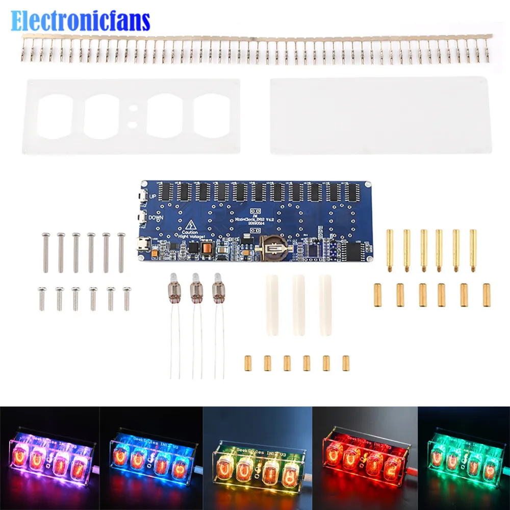 Diy In12 In-12 Nixie Tube Pcba Kit Colorful Digital Clock Module Electronic DIY Kit Circuit Board without Tubes