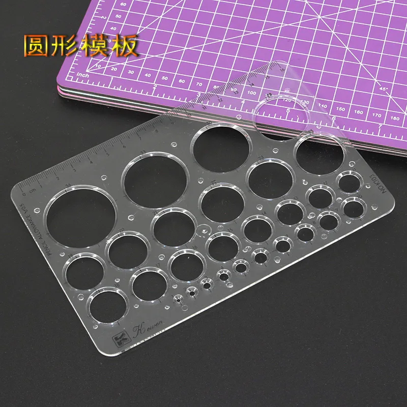 Rectangular Shape round hole ruler template ruler Iength 17.2 cm Wide 11.6 cm For Student School tools supplies