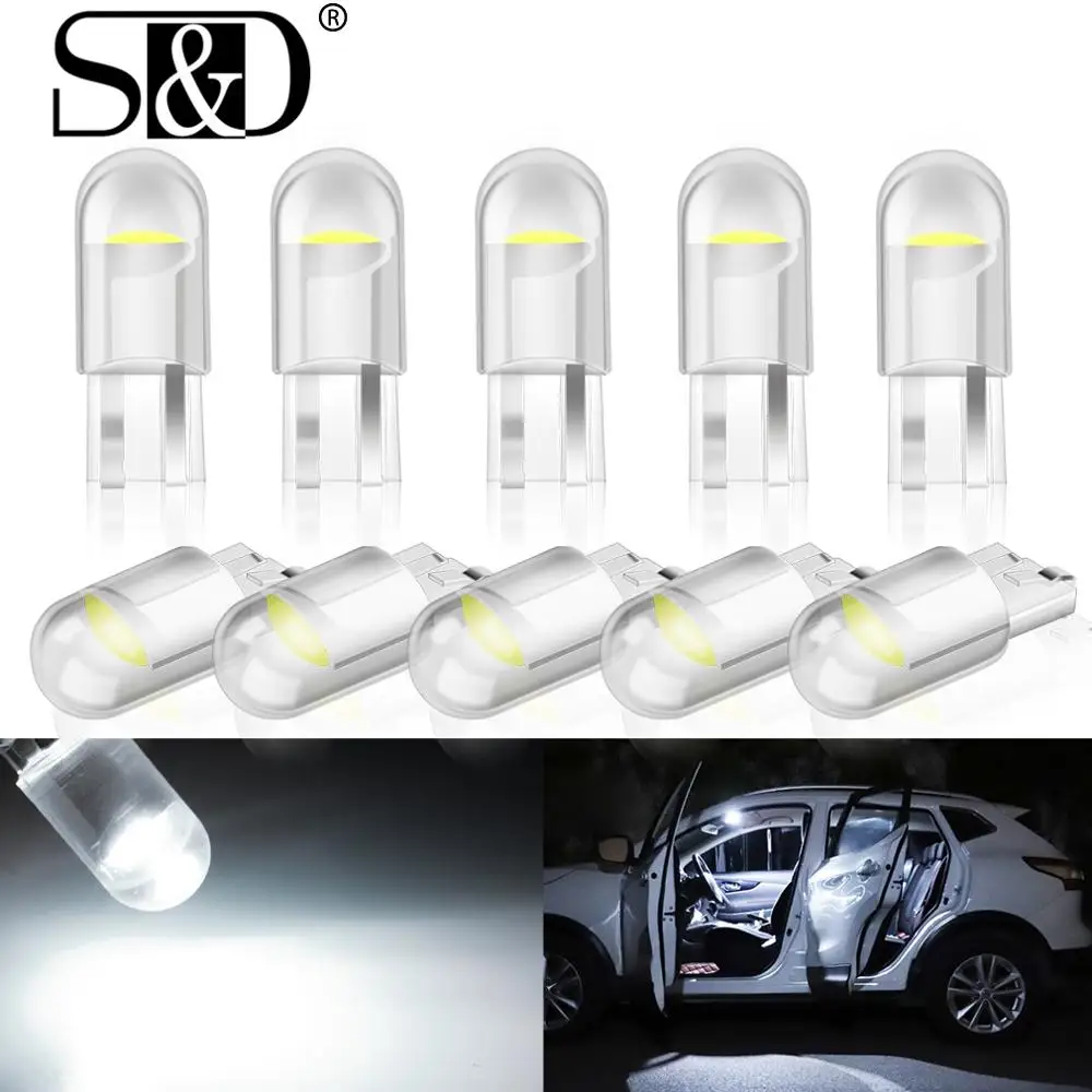 

10 шт. светодиодный автомобисветильник светодиодсветодиодный лампы T10 LED W5W WY5W COB