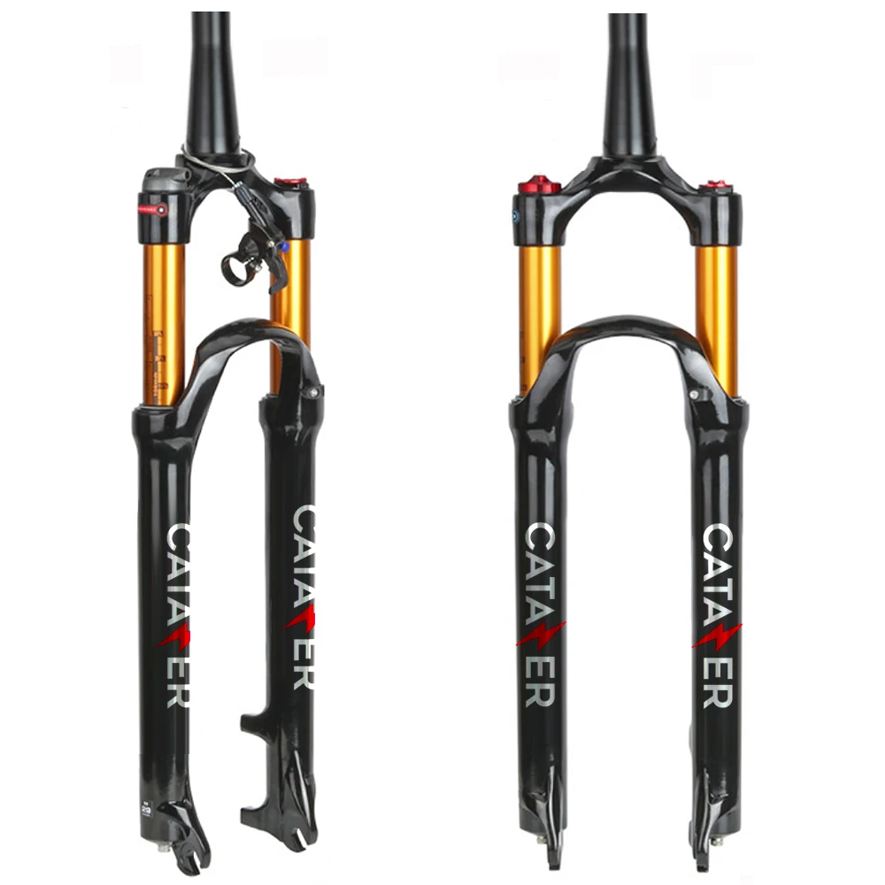 

CATAZER MTB Air Suspension Fork, 26/27.5/29er Travel 120mm, QR 9mm Hydraulic/Remote Lockout Standard Tapered Stem Tube XC AM