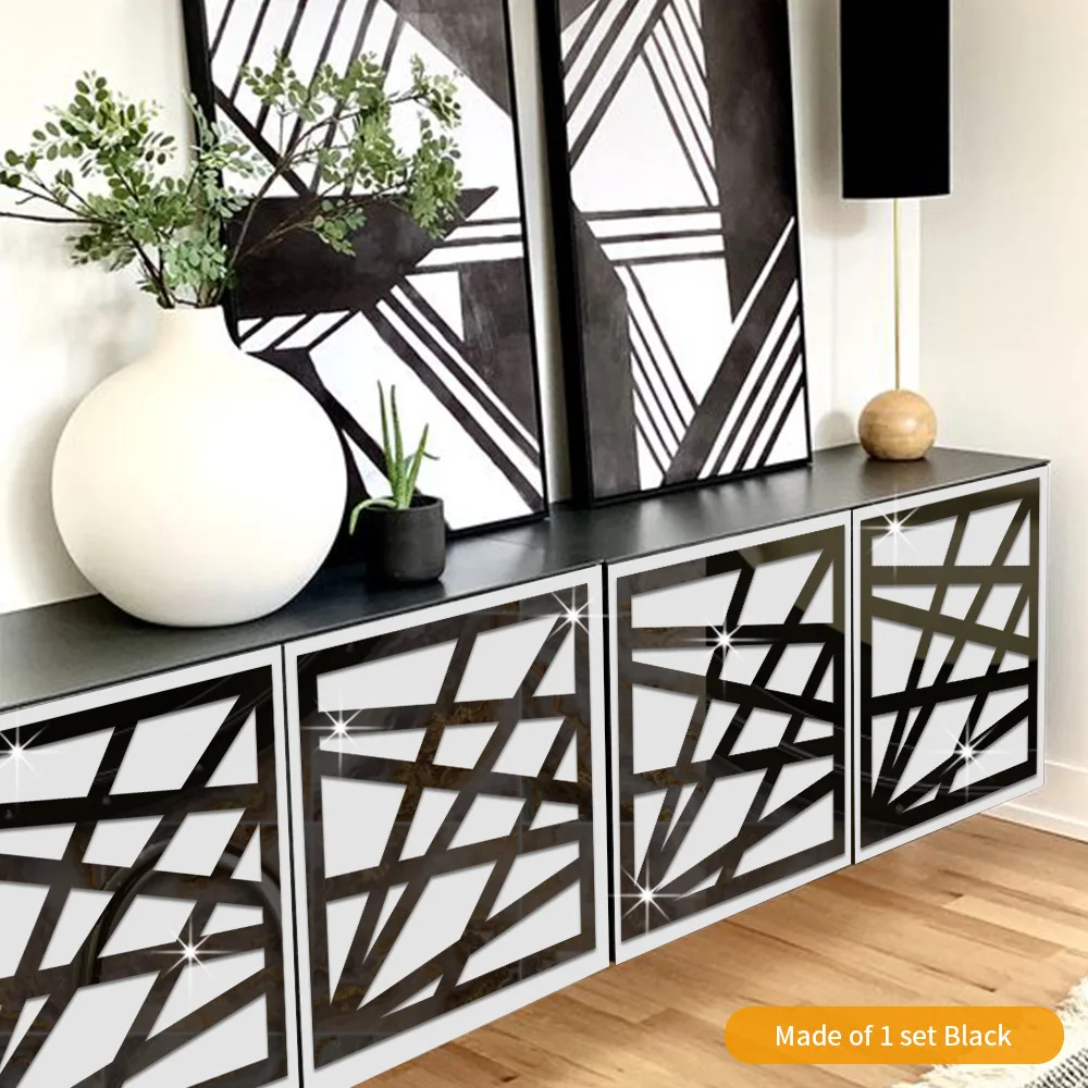 9 Colors Acrylic Mirror Stickers Hollow Line Decal Wardrobe Cabinet Furniture Modification Mirror Sticker Wall Stickers For Home