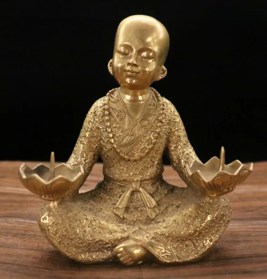 

Wholesale brass young monk wax candlestick household decoration crafts statue