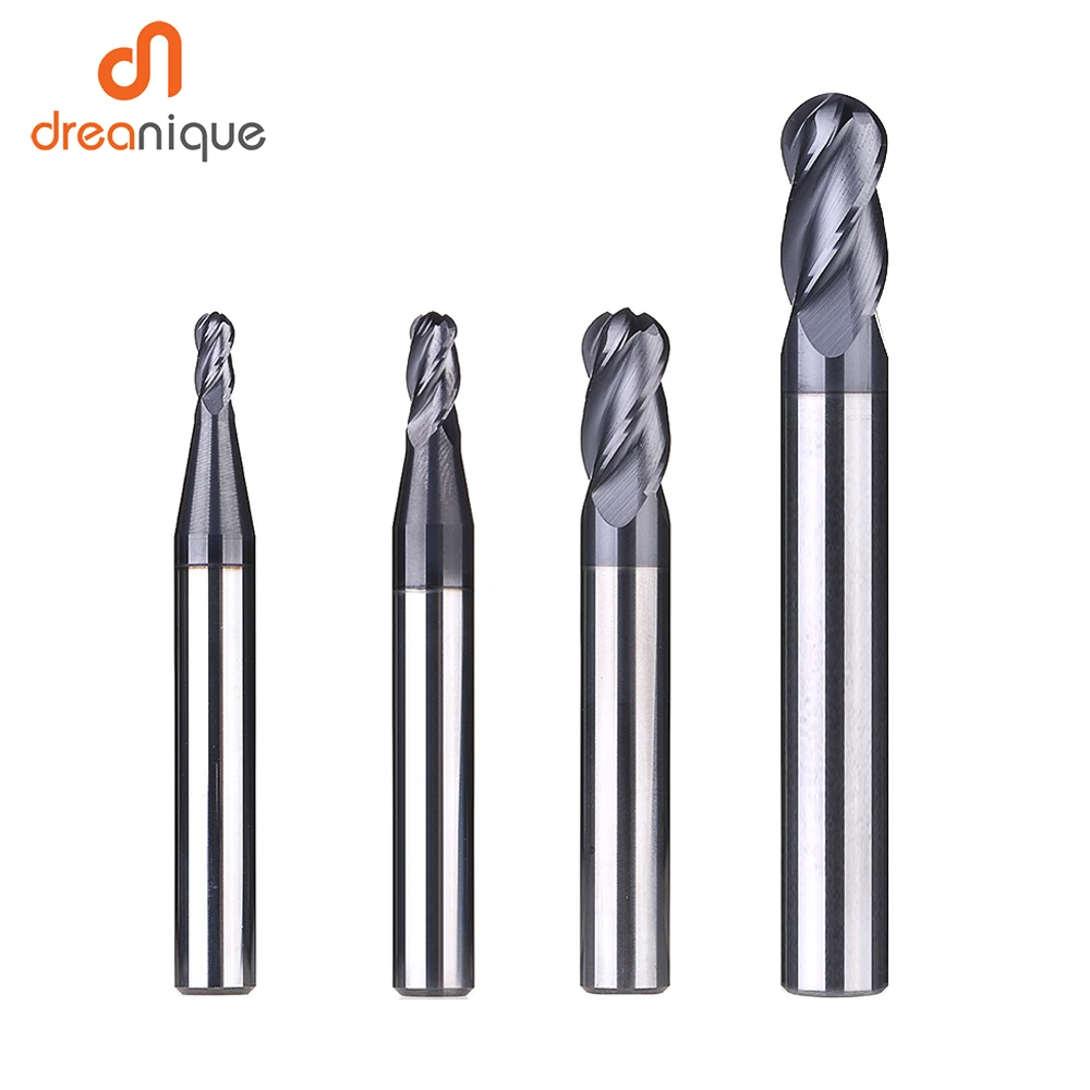 1pc ball nose end mill 4 flutes R2.0-R6.0 cnc end milling cutter for metal face and slot machining coated end mills for hrc50