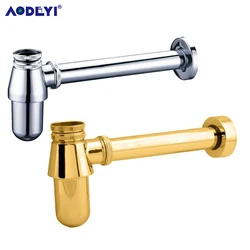 Gold Brass  Basin Bottle Trap , P-Trap,Waste Drain, Basin Mixer Waste Pipe Bottle Waste Trap Drain Kit - P TRAP