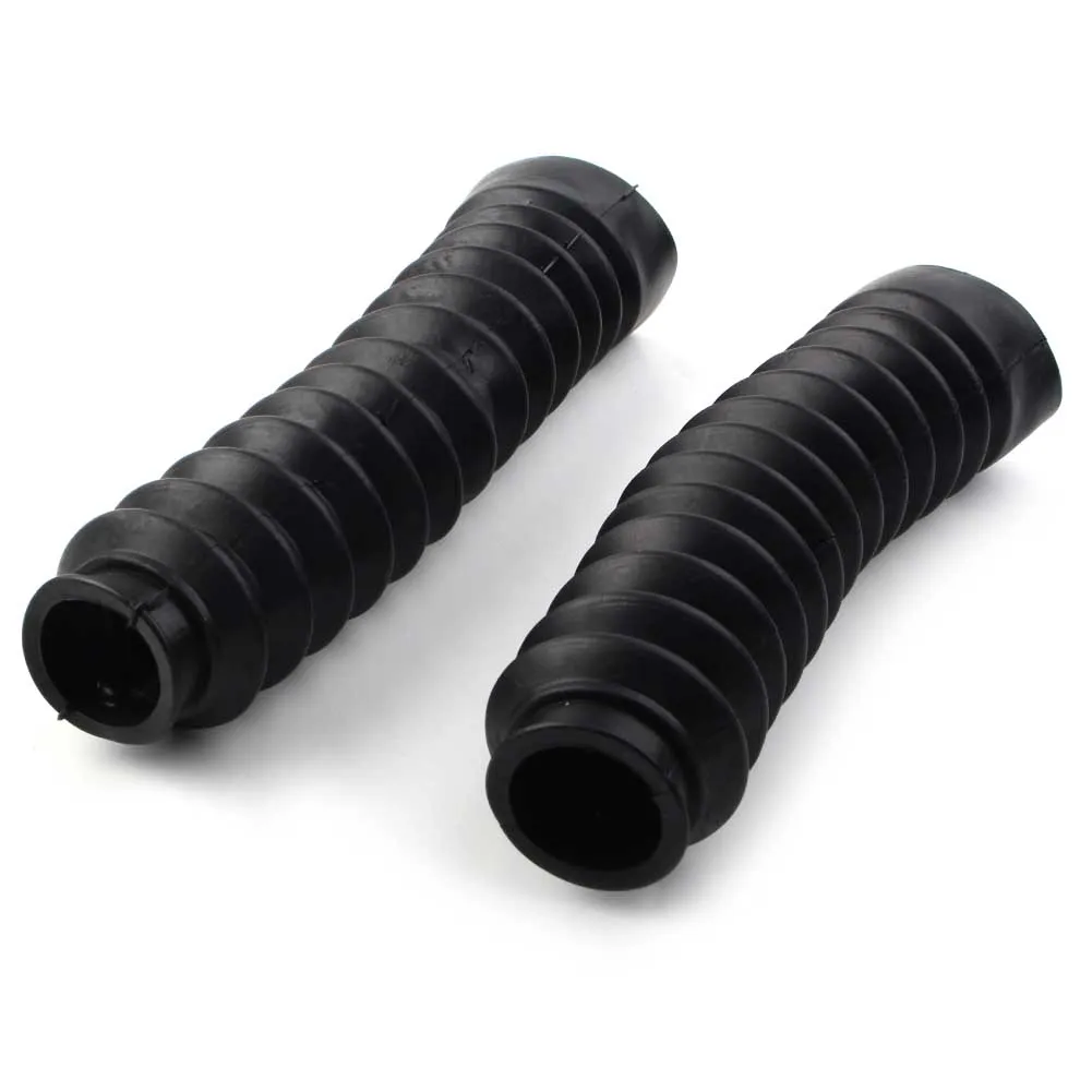 2x Motorcycle Universal Black Rubber Front Fork Dust Cover Boots Shock Absorber 225MM