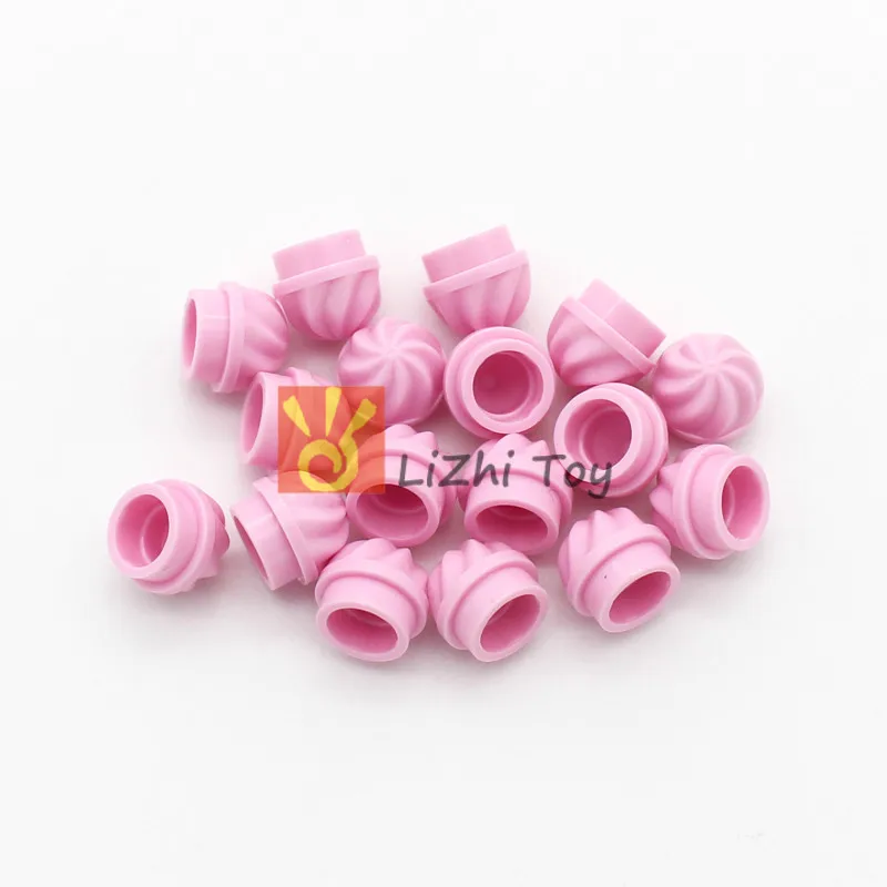 50pcs Assembles Particles Brick Plate Round 1x1 with Vertical Swirl Twist Ice cream 1547 Building Blocks DIY Educational Toys