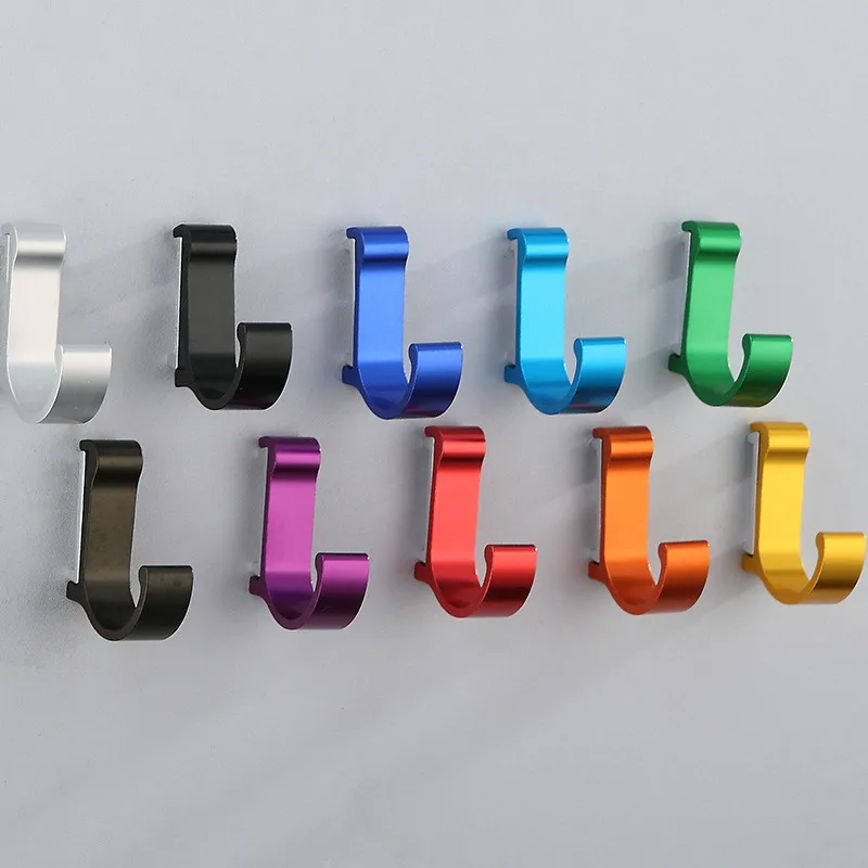 Space Aluminum Candy Color Wall Mounted Towel Hook Clothes Coat Robe Key Bag Hook Decorative Kitchen Bathroom Hooks