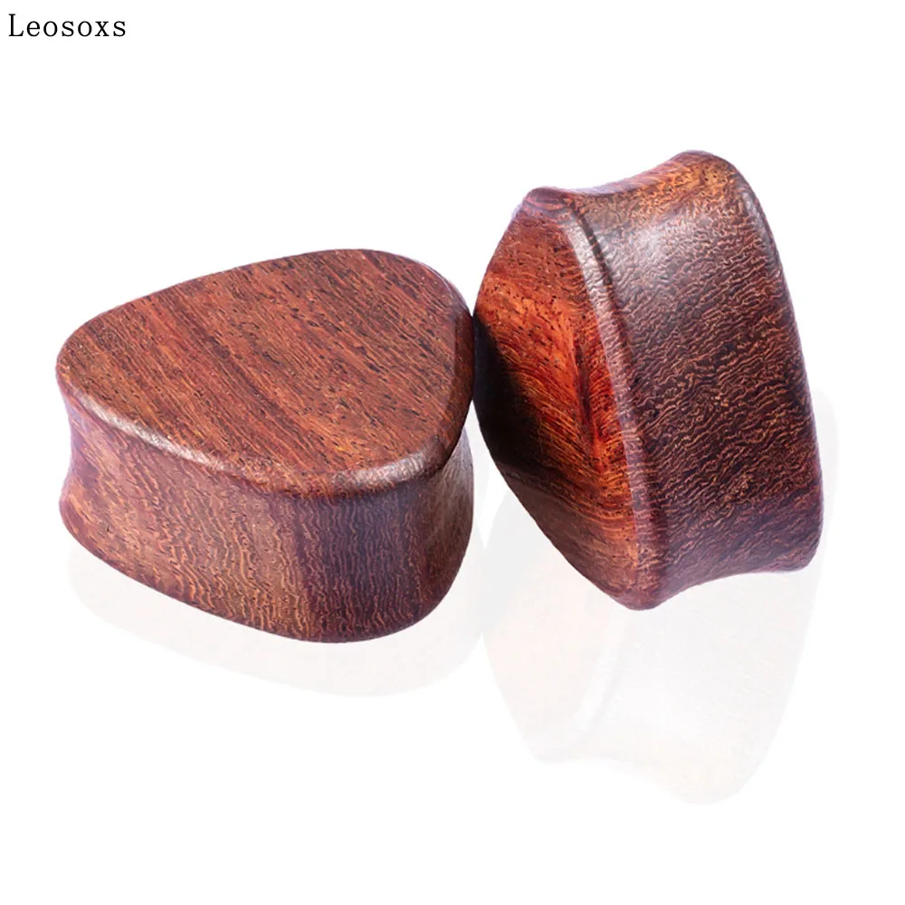 Leosoxs 2 Pcs 8mm-25mm Red Rosewood Natural Wood Ear Pinna Retro Human Body Piercing Jewelry Earplug Gauge