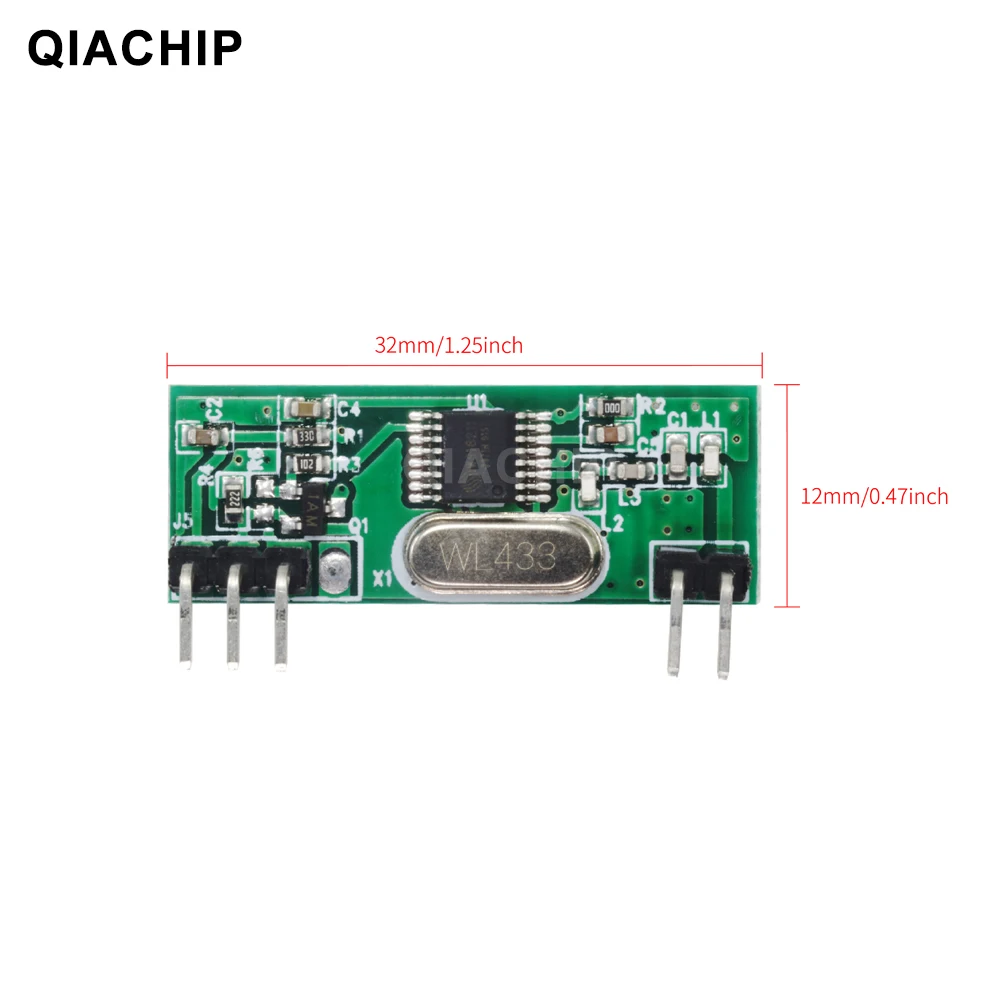 QIACHIP 433mhz Universal RF Receiver Module Superheterodyne UHF ASK/OOK Demodulation 433.92Mhz Remote Switch Wireless Diy Kit