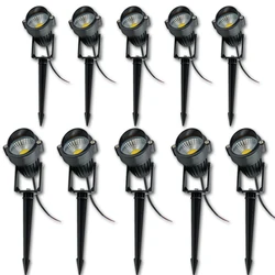 10 pçs 3w 5 cob outdoot à prova dwaterproof água led jardim lâmpada 110 v 220v dc12v 24v iluminação ao ar livre jardim luz paisagem led spotlight