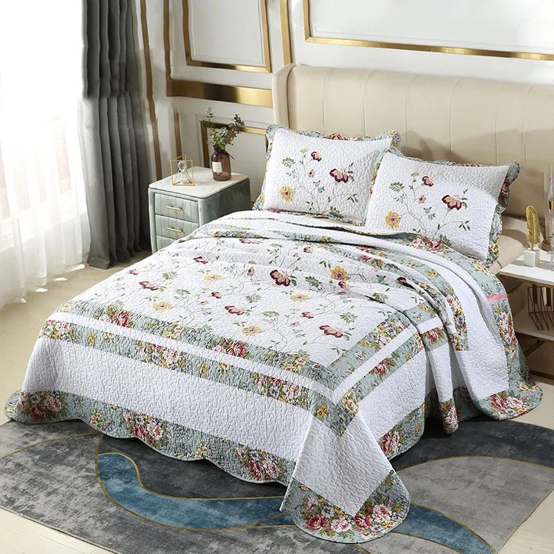 

CHAUSUB Jacquard Quilt Set 3PC Cotton Bedspread on the Bed Comfortable Comforter King Queen Size Quilted Coverlet Summer Blanket