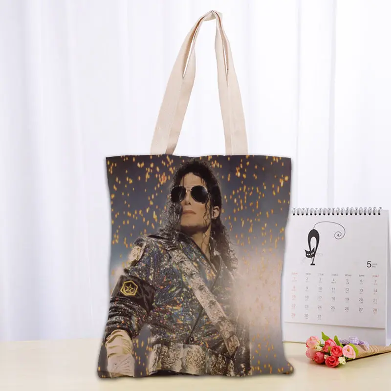 KPOP Michael Jacks Tote Bag Women Canvas Fabric Bags Eco Reusable Shopping Bags Traveling Beach Casual Useful Shoulder Bag 03-18