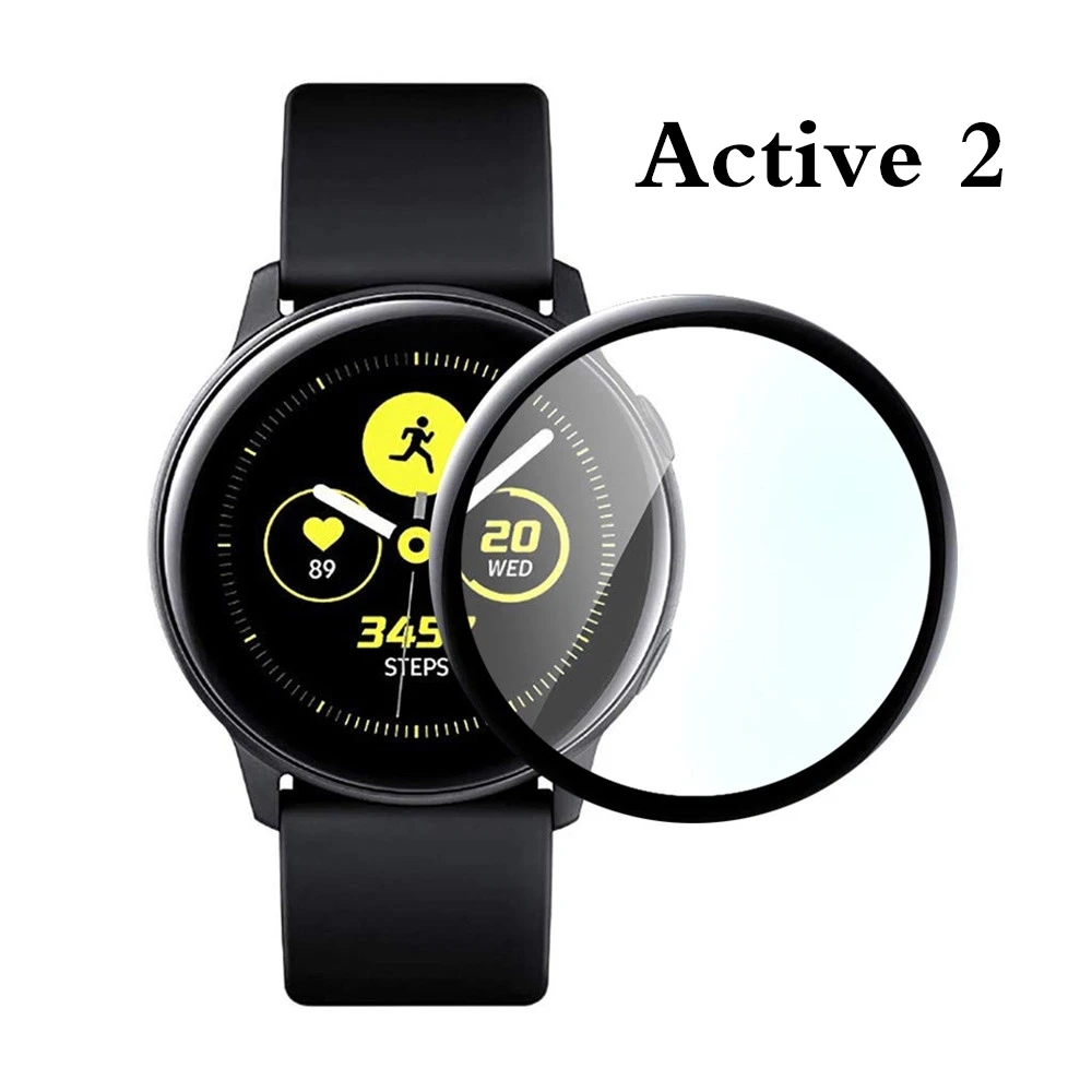 watch case for Samsung Galaxy Watch Active 2 40mm 44mm 3D Curved PET Film Screen Protector Anti-Scratch Full Coverage Film