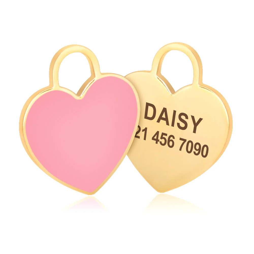 Customized Dog ID Tag Personalized Dogs Cat Kitten Tags Free Engraved Cat Nameplate Pet Collar Pendant Accessories Heart Shpae