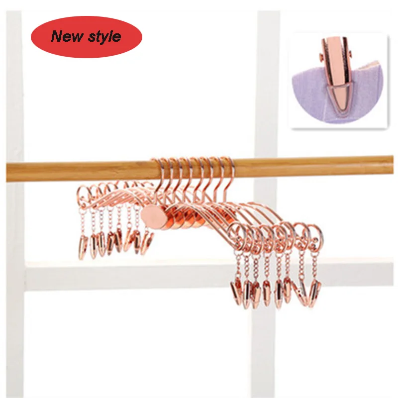 

Non-Slip Metal Hanger with Clothespin Underwear Bra Socks Panties Clips Drying Rack Home Wardrobe Finishing Storage Organizer