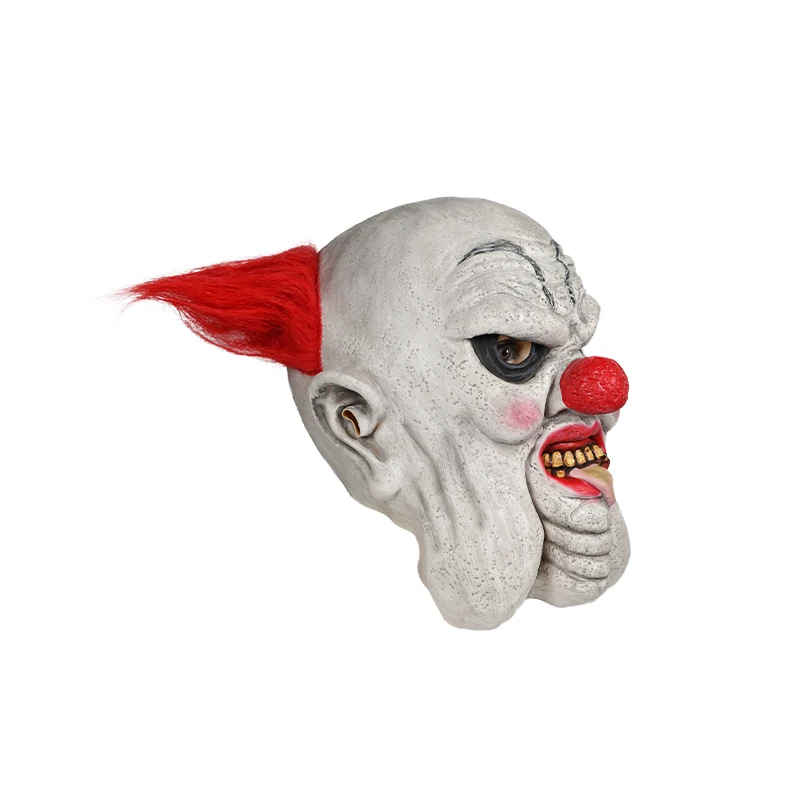 Eraspooky-Máscaras de payaso gordo terrorífico para hombres, disfraz de Halloween para adultos, máscara de látex de Horror, accesorios de Cosplay de película, pelo rojo