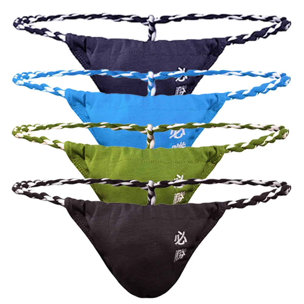 8Pcs/Lot }Men's Cotton G-Strings Sexy Low Rise Mens T-Back Thong Gay Penis Pouch Sissy Panties Bikini Tanga Underwear Shorts