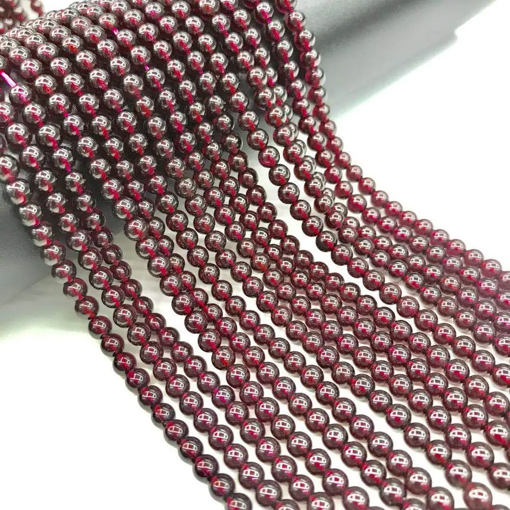 3mm 4mm Genuine Natural Mozambique Garnet Stone Beads High Quality Round Loose Stone Beads For DIY Jewelry Making