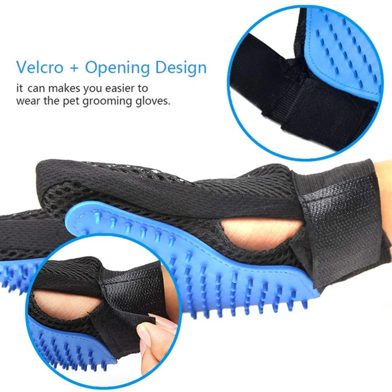 Pet Dog Cat Grooming Cleaning Brush Gloves Effective Deshedding Back Massage Rabbit Animal Bathing Hair Removal Gloves Dog Comb