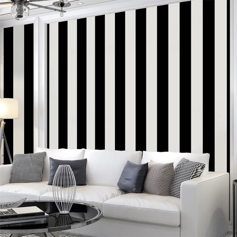 Nordic style ins modern minimalist gray black and white vertical stripes wallpaper living room bedroom clothing store wallpaper