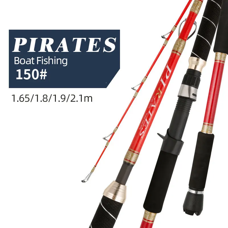 PIRATES Boat Jigging Rod 1.65m 1.8m 1.95m 2.1m Lure WT.100-700g Solid Tip Spinning/Casting Boat Rod Slatwater Fishing Rod