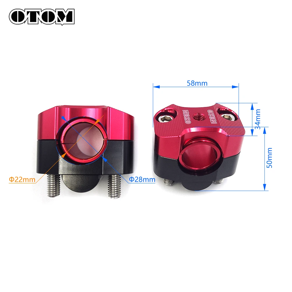 OTOM Motorcycle HandleBar Mount Clamp Multifunction Base Adapter Code 22/28mm Raiser For 7/8'' 1-1/8'' Universal Motorbike Parts