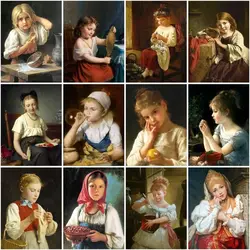 GATYZTORY Painting By Numbers Girl Drawing On Canvas Handpainted Gift Diy Figure Picture By Number Kits Home Decoration