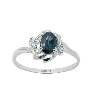 CoLife Jewelry Natural Navy Blue Sapphire Ring 4mm*6mm Real Chinese Sapphire Silver Ring 925 Silver Sapphire Jewelry