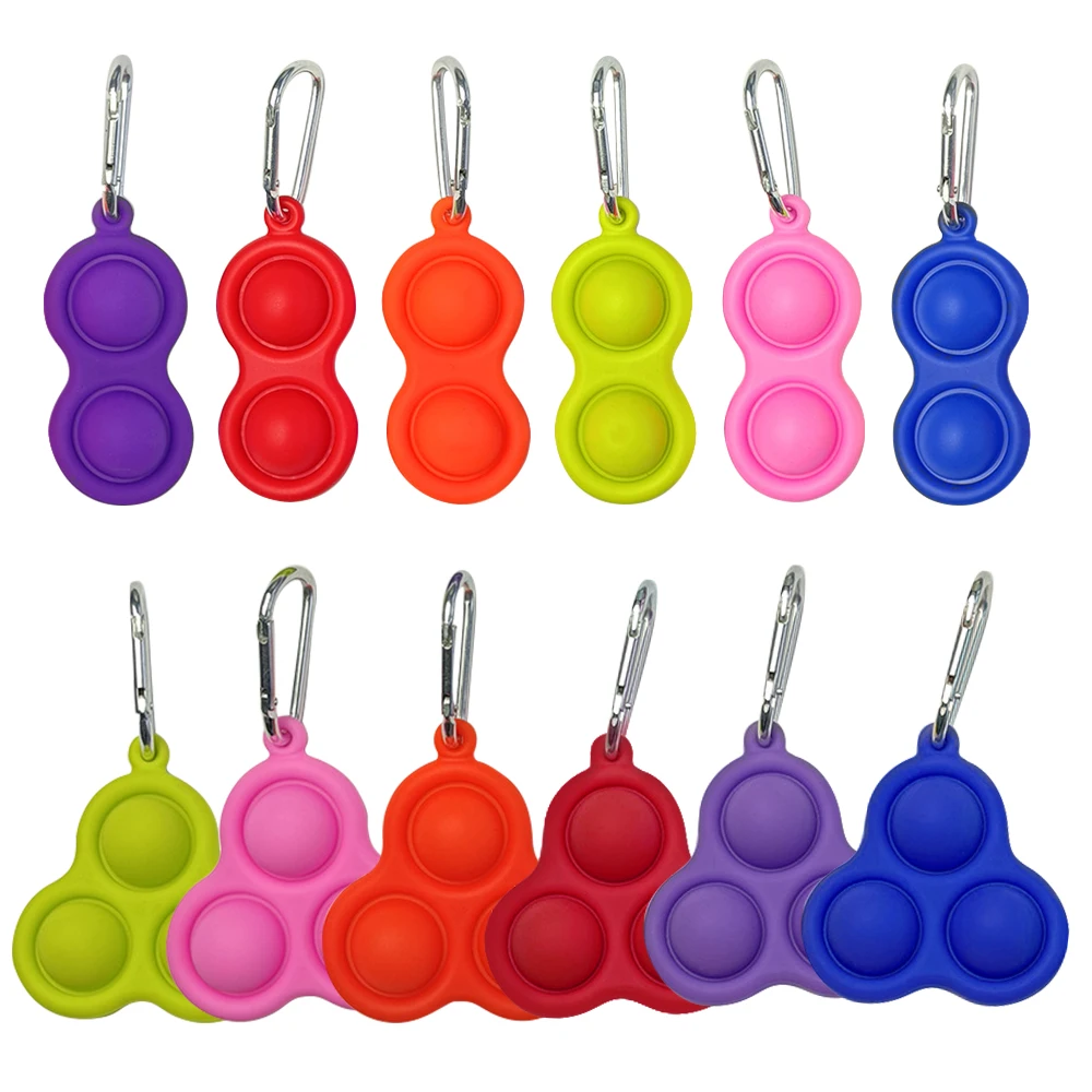 

Multiple Colors Push Bubble Fidget Toys Portable Mini Key Buckles Kids Adult Stress Relief Toy Soft Silicone Decompression Toys