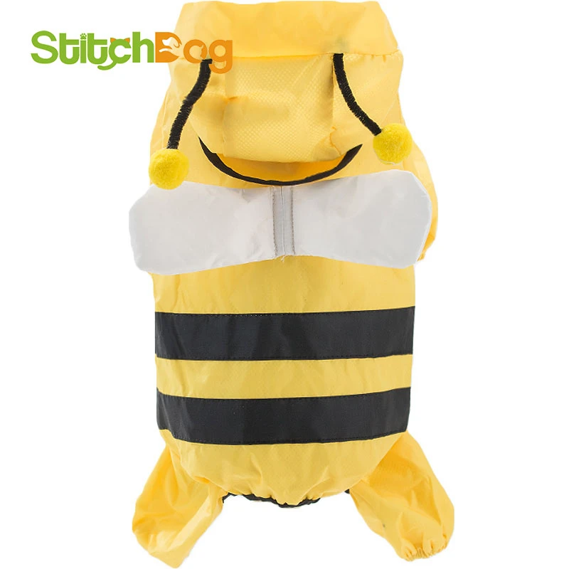 Cute little bee dog clothes Teddy raincoat Bixiong Bomei summer clothes small dog puppy poncho four feet waterproof