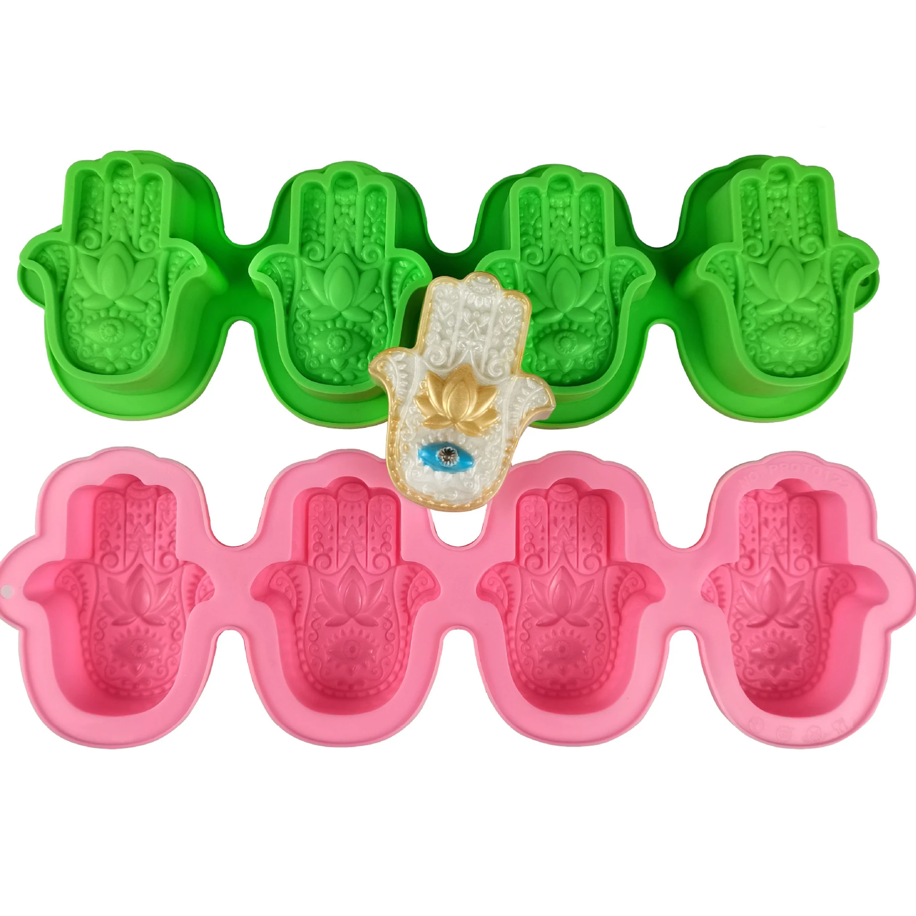 Lotus Hamsa Hand Epoxy Resin Silicone Cake Mold Hand of Fatima Candle Soap Molds Chocolate Tool M086