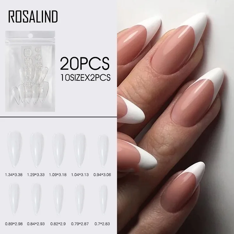 Накладные ногти ROSALIND, 120 шт., Типсы для нейл-арта, французский натуральный прозрачный пресс на Гель-лак, полное покрытие, накладные ногти