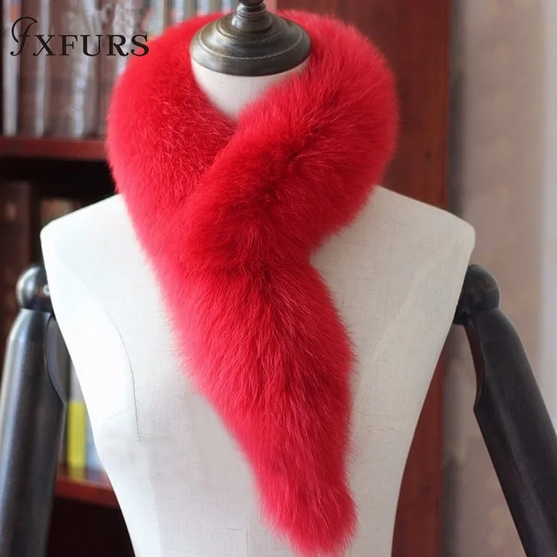 FXFURS 2020 new fashion Genuine Scarf 100% Real Fox Fur Collar and Ring Muffler Women Fur Stole Neck Warmer 16 Colors