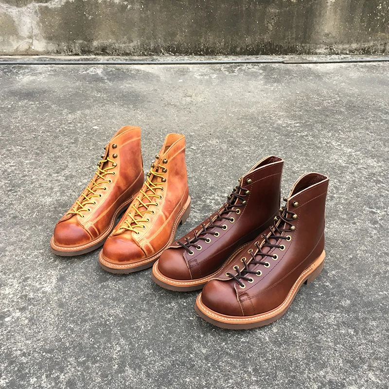 Yomior Autumn Winter New Designer Vintage Cow Leather Men Shoes Goodyear Welted Dress Men Ankle Boots Work Motorcycle Boots