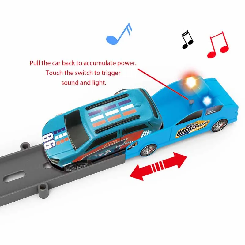 Hot Stunt Speed Double Car Wheels Model Racing Track Diy Assembled Rail Kits Catapult Rail Car Racing Boy Toys for Children Gift