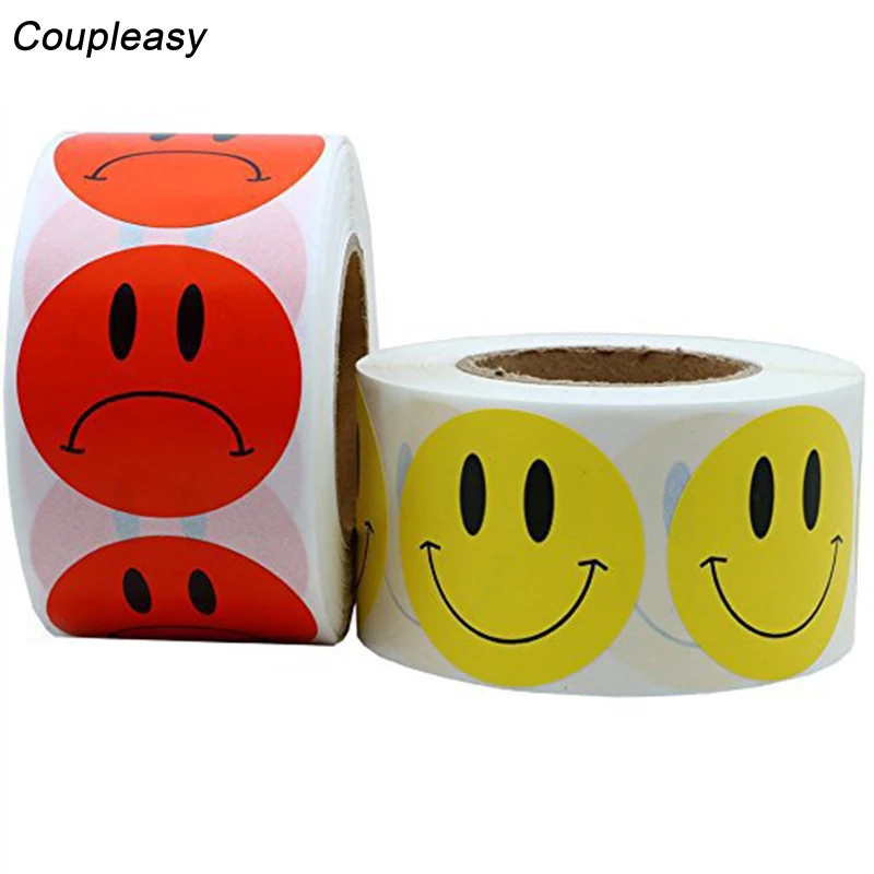 500Pcs Smiley Face and Sad Face Paper Stickers Kids DIY Stickers Scrapbooking Teacher Reward Stickers School Stationery Supplies