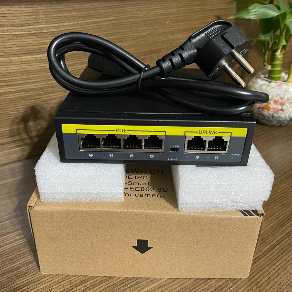 HKBTM POE switch 100Mbps Ethernet Network Switch 4 Ports PoE Switcher Standard RJ45 Injector for IP Camera/Wireless AP/CCTV