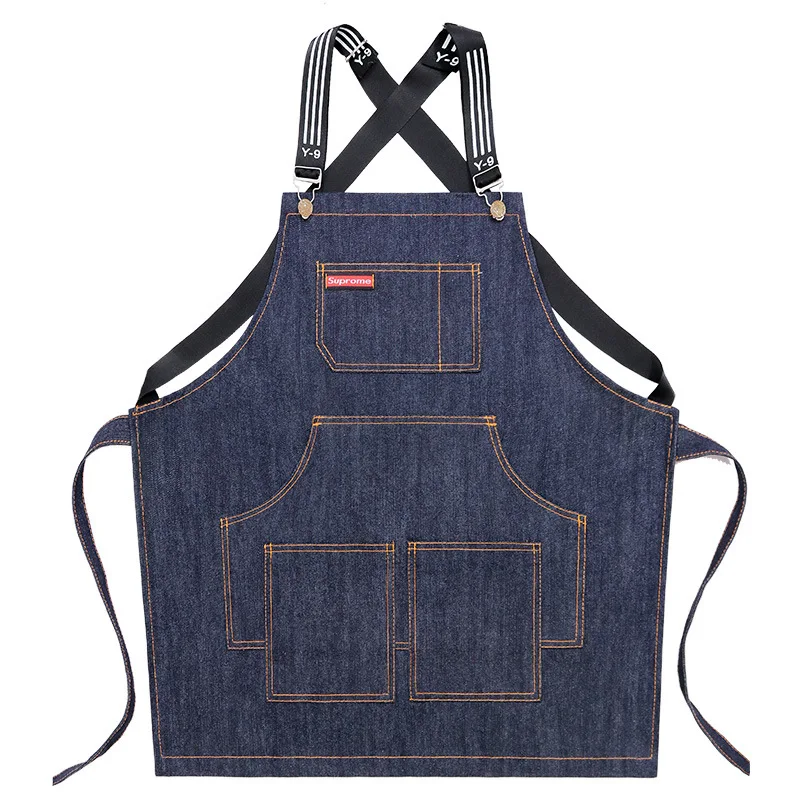 MINDYGOO High Quality Custom Logo Factory Hair Dresser Kitchen Restaurant Apron Jeans Men And Women Workwear