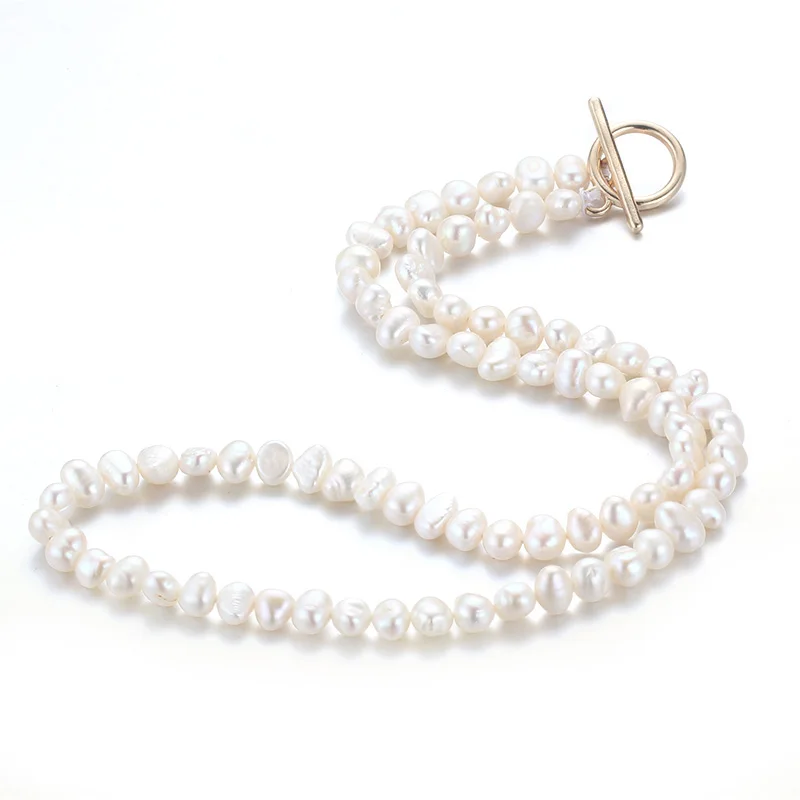 Cauuev Natural freshwater pearl Clavicle necklace 14K Gold filled round buckle exquisite 6-7mm pearls jewelry necklace NCE