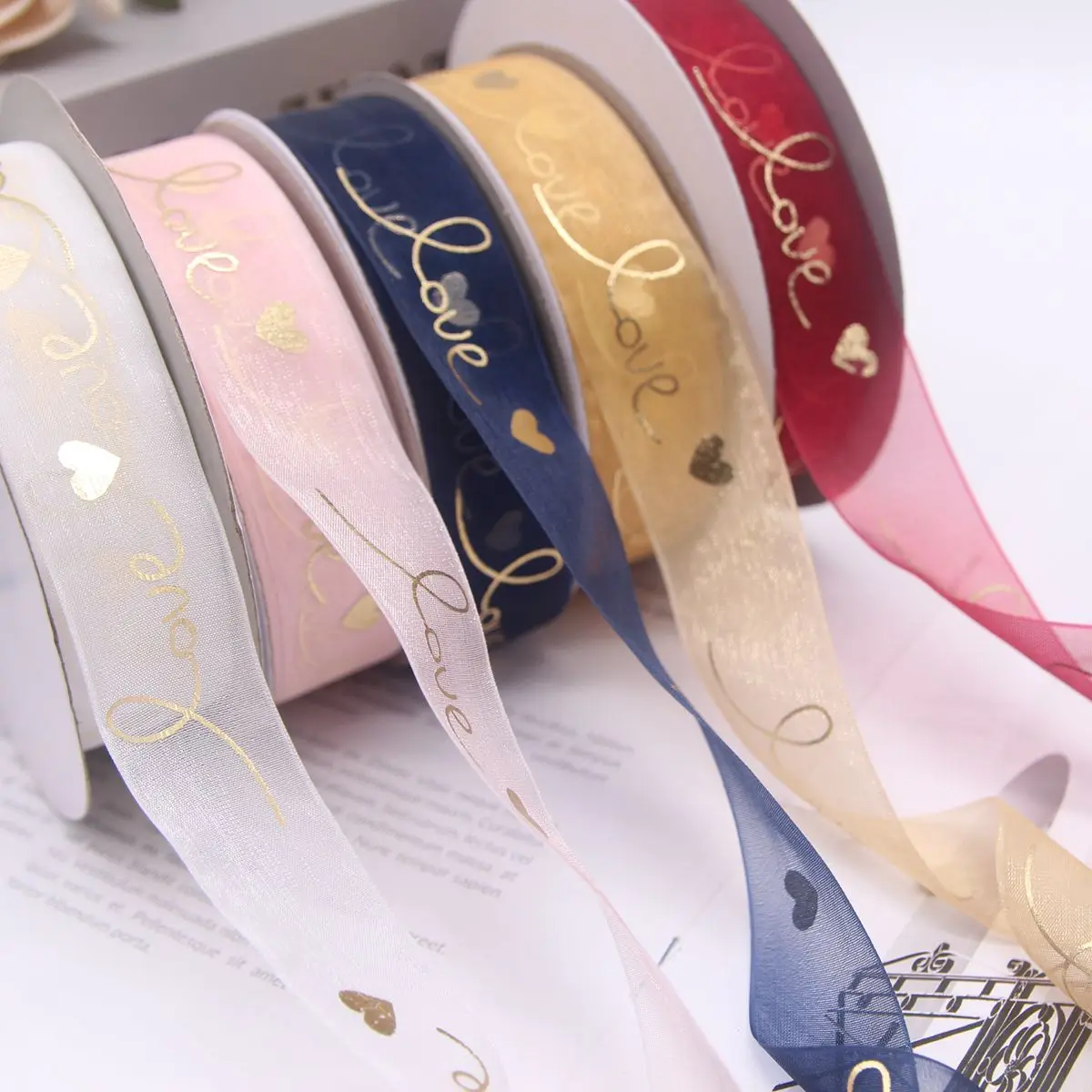 25mm Wide-Sided Ribbons Like You Confession Bowknot Wedding Gauze Christmas Party Packaging Decoration Lace Crafts Ribbon